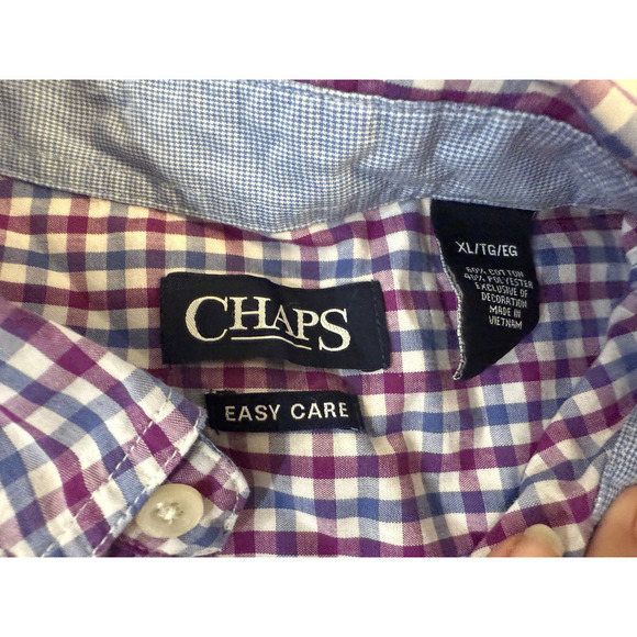 Ralph Lauren Chaps Shirt Mens XL Blue Short Sleeve Plaid Button Ups LOT Of 2 - Picture 3 of 7